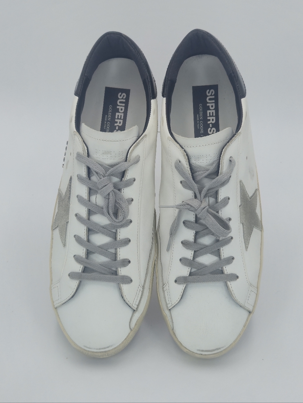 Golden Goose Super-Star White, Gray, Blk Low-Top Sneakers Men's Size EU 47 US 14 - Picture 8 of 16